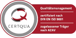 Certqua-Siegel | Qualitätsmanagement | zertifiziert nach DIN EN ISO 9001 | zugelassener Träger nach AZAV